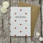 Plantable greetings card with hearts on