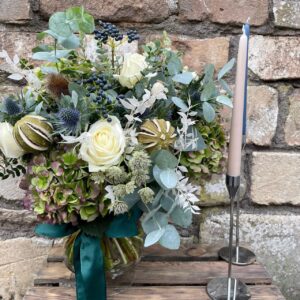 Christmas floral arrangement - white and green blooms