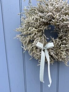 Floral everlasting wreath with velvet ribbon