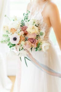 Bridal bouquet in soft ivory, nude and blush tones