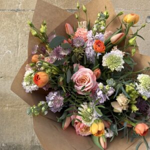 Peach seasonal spring flower bouquet