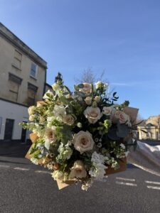Seasonal bouquet in bath