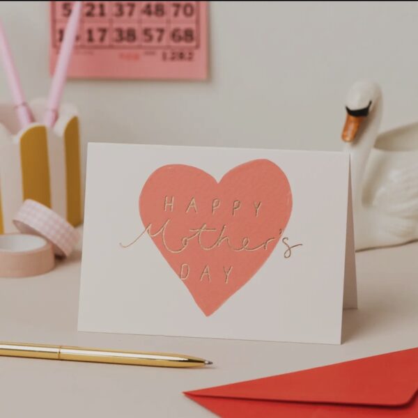 Mothers Day peach heart card