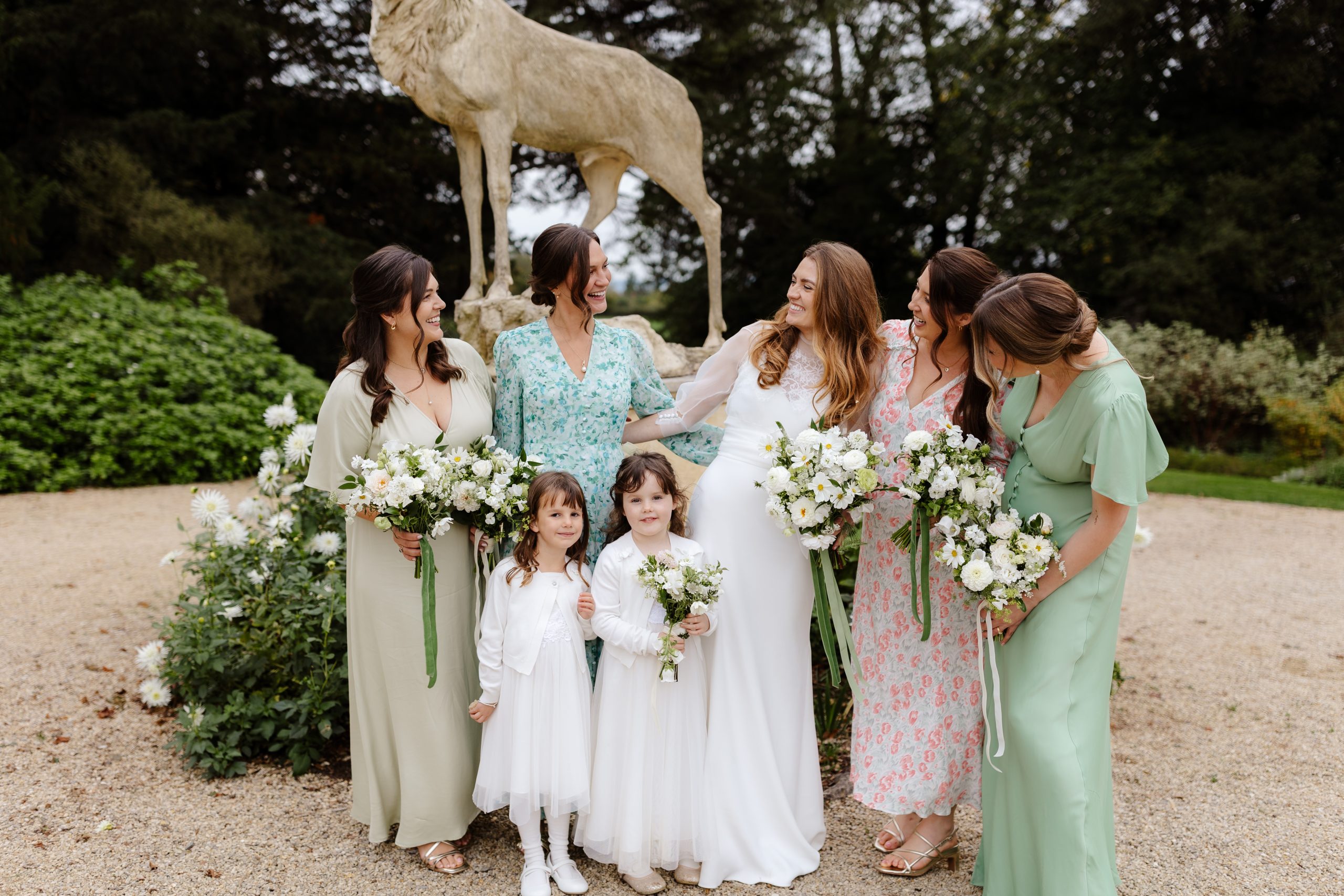 Beautiful bride and bridesmaids
