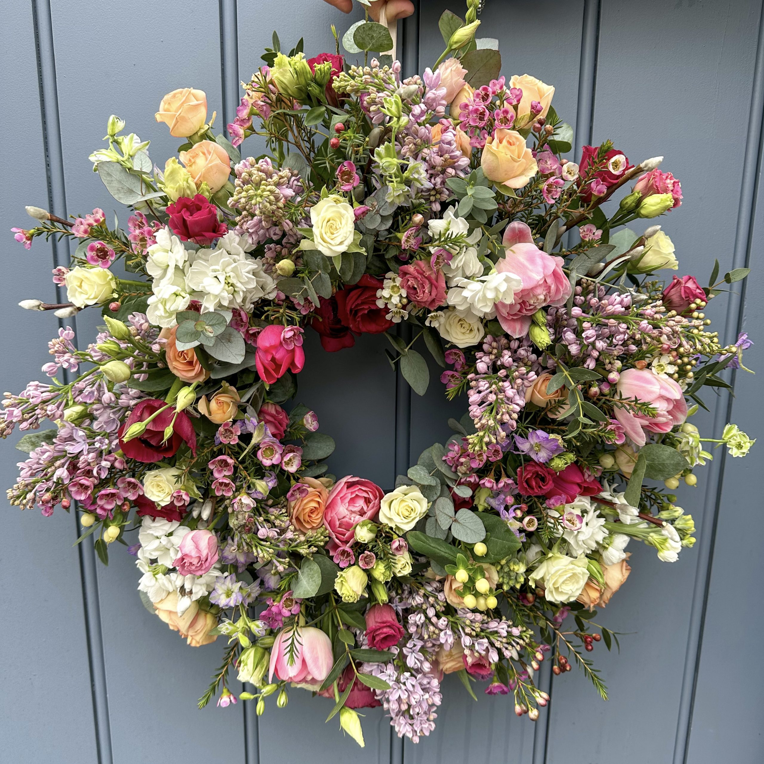 Feminine floral sympathy wreath