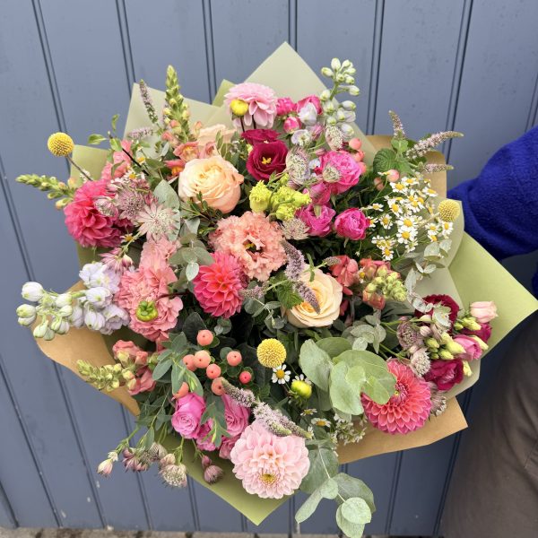Beautiful seasonal pink textured bouquet - Pink Kiss
